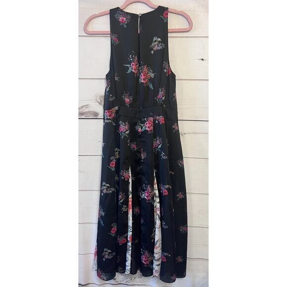 Ted Baker Midi Dress Size 1 Black With Floral Print Chic Classy - Picture 2 of 5